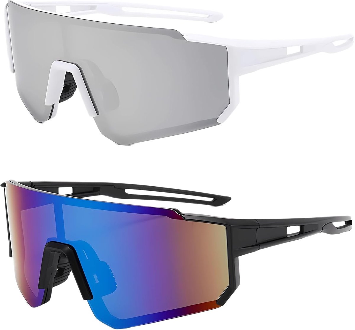 2 stuks snelle sportbril, fietsbril, winddichte zonnebril, gepolariseerde loopbril voor heren, UV400-veiligheidsbril, geschikt voor fietsen, hardlopen, skiën en andere outdooractiviteiten