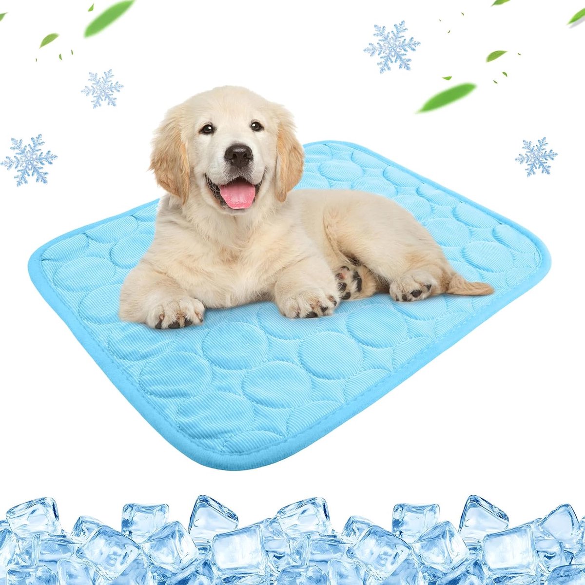 Koelmat voor honden, 62x50 cm, wasbaar koelmat voor honden, zelfkoelende hondenmat, zomer koelkussen voor honden en katten, hondenkoelmat voor thuis, onderweg, auto, reizen (Blauw, M)