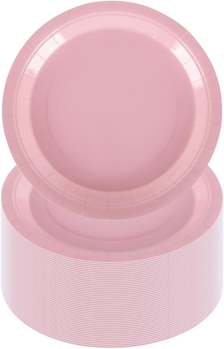 Borden - 7 Inch (18cm) ronde effen kleur borden voor feesten, verjaardag, babyshower, jubileum - voor catering en evenementen (roze, 7 inch)