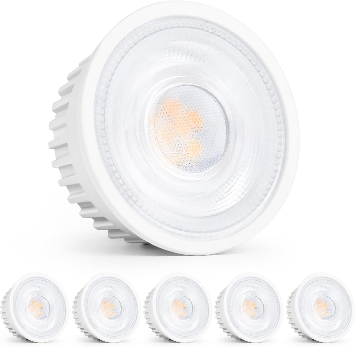 6er LED Modules 230V, Ultra Plat Ø50x23mm, 5W 500LM IP44, 38° Stralingshoek, Vervanging voor GU10/MR16, 2700K/Niet Dimbaar, voor Inbouwspots Opbouwspots