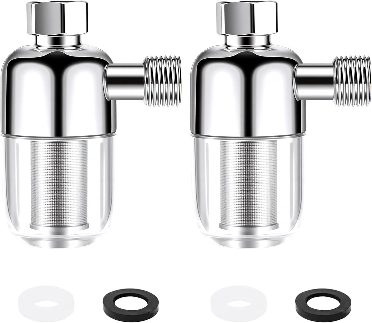 2 stuks waterfilters, douche, kraanfilter met 1/2 inch schroefdraad, herbruikbaar kalkfilter, douche, kalkfilter met filterelement van roestvrij staal 316, voor boilers, toiletten, wasmachines