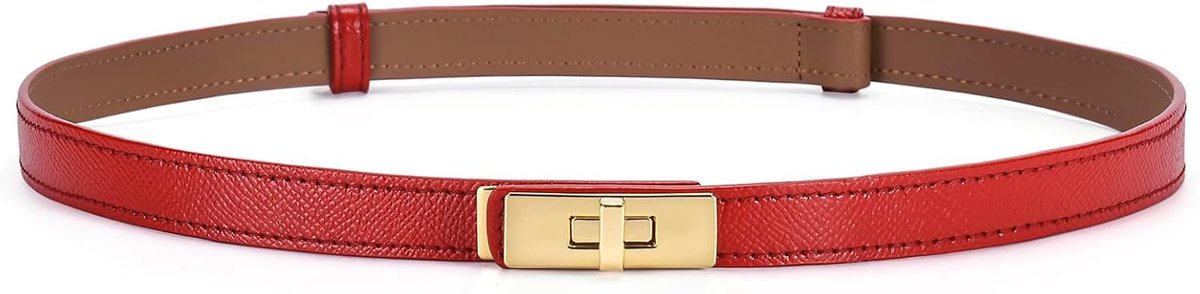 Dames Verstelbare Skinny Lederen Riem Solid Alloy Turn Lock Slanke Dunne Taille Riem Tailleband Decoratieve Riem Voor Jurken Jeans Broek