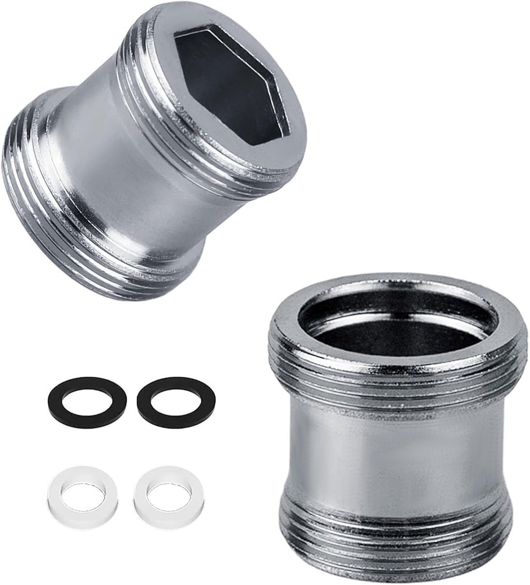 2-Pack Kraanadapter M18 naar M22 - Schroefdraadadapter voor buitendraad M18 en M22, ideaal voor beluchters en spoelbakken