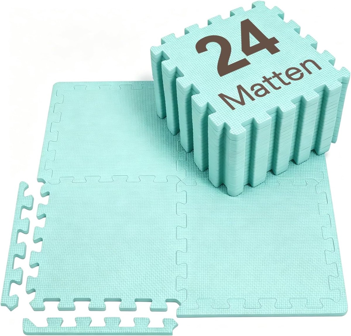 fitnessset, 31 x 31 cm, 24 puzzelmatten, EVA-sportmat, fitnessmat, antislip, vloermat voor fitnessruimte en fitnessapparaat, valbeschermingsmatten, outdoor en zwembad