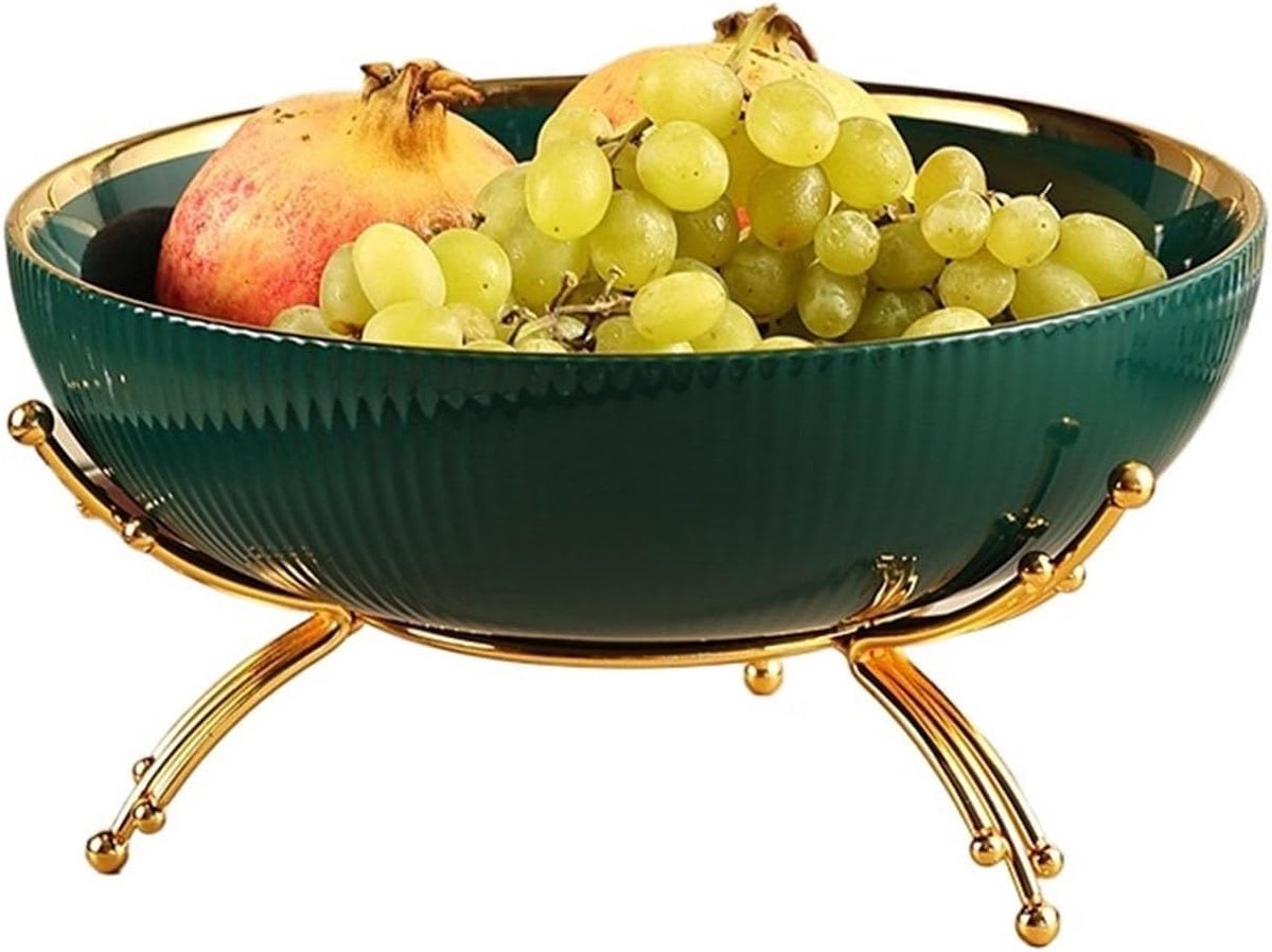 Fruitschaal Keramische fruitschaal, mand met multifunctionele, afneembare voet, decoratief for op tafel of aanrecht, salade- of dessertschaal for feestjes(Green)