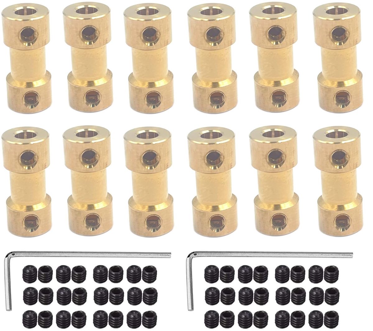 12 stuks 3 mm tot 3 mm messing askoppeling scharnierverbinder, motoraskoppeling voor RC DIY vliegtuig boot robot