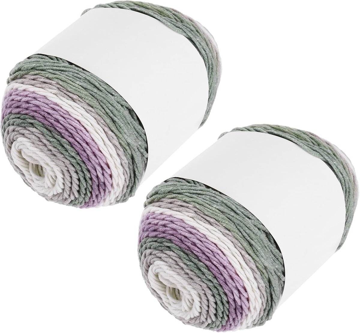 Acrylgaren om te haken, 5-dradig, kleurrijk, zacht haakgaren, katoenen taartgaren voor doe-het-zelf breihandwerk, dekens (2 verpakkingen x 100 g, paars, grijs, groen)