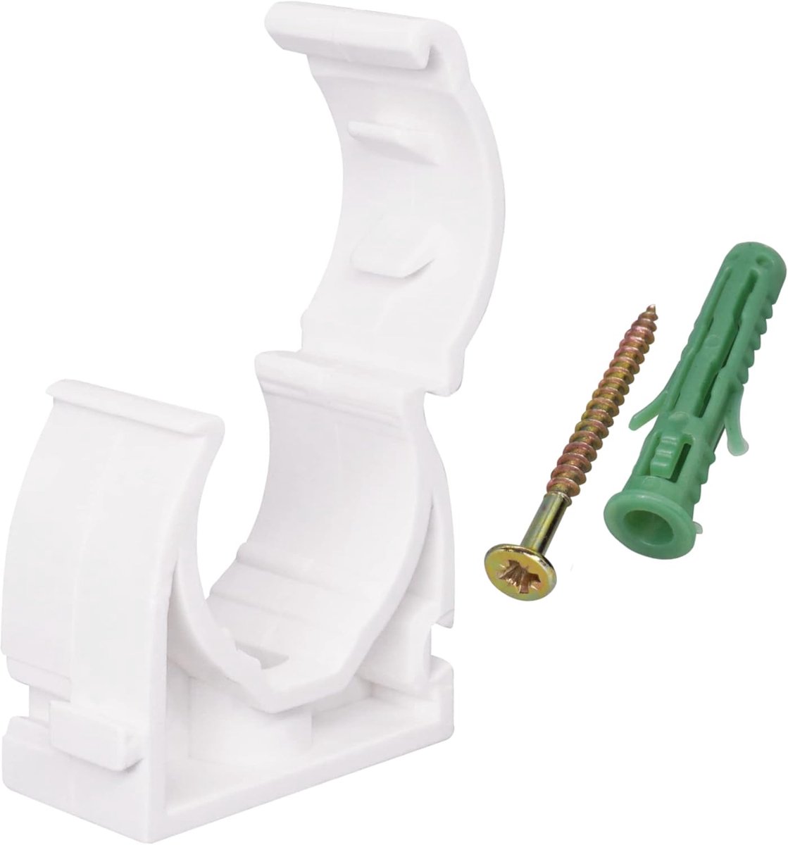 (10 stuks) Pijpclips, kunststof klemmen voor 20 mm buizen, buisklemmen met slot, slanghangers, witte buisklemmen