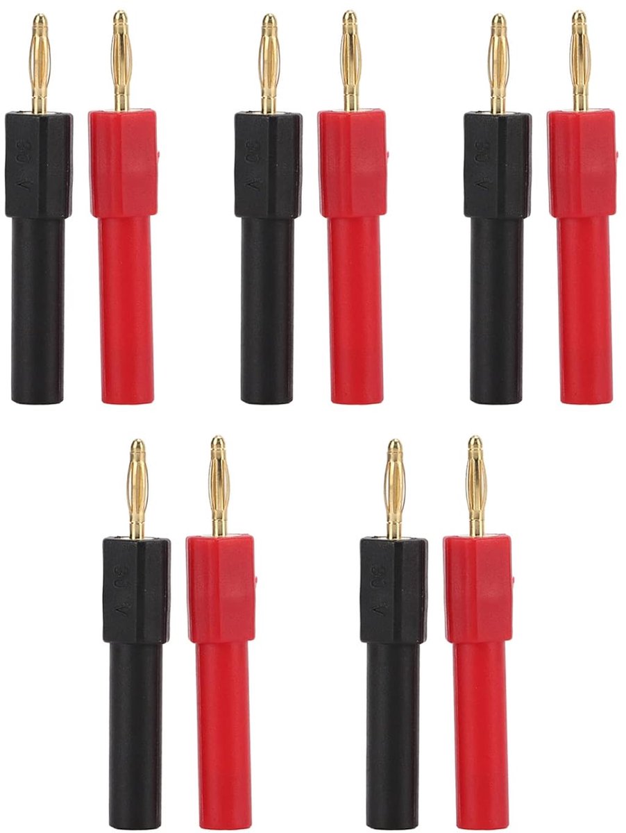 5 Set Banana Plug Adapter 2mm/0.08in Male Naar 4mm/0.16in Female Rood Zwart Banaan Connector voor Elektronische Instrument Apparatuur