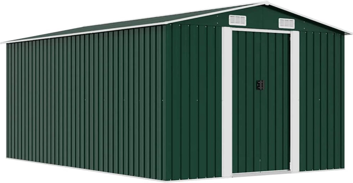 Vidaxl Tuinschuur 257x392x181 Cm Metaal Groen