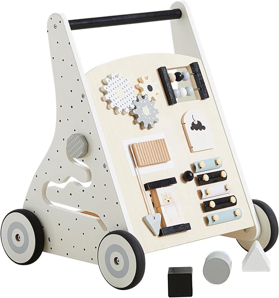 Babyloopwagen van hout, babywalker en activity center, multifunctioneel Montessori speelgoed, cadeau voor jongens en meisjes vanaf 1 - 3 jaar (natuurlijk)
