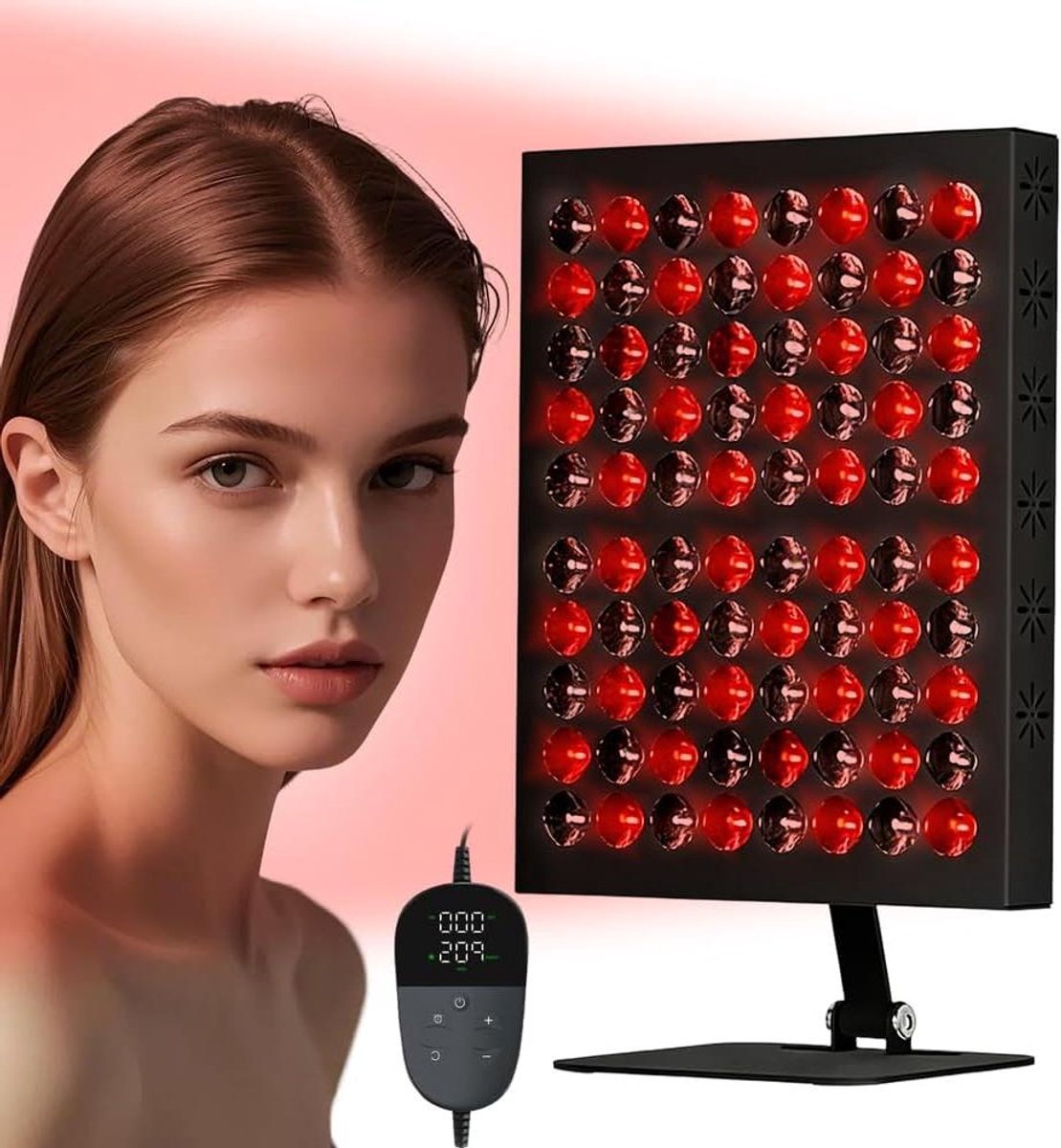 Roodlichtpaneel - Infraroodlamp Therapieapparaat - Huidverbetering - Dubbele Golflengte - 50 W - Zwart
