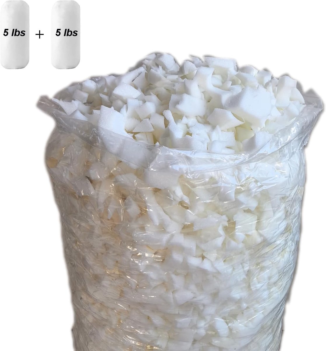 4,8 kg versnipperd geheugenschuimvulling of zitzakvulling, premium zitzakvulling/schuimvulling voor kussen, hondenbedden stoelkussen, kunstambachten, opgezette dieren (wit, 4,8 kg)