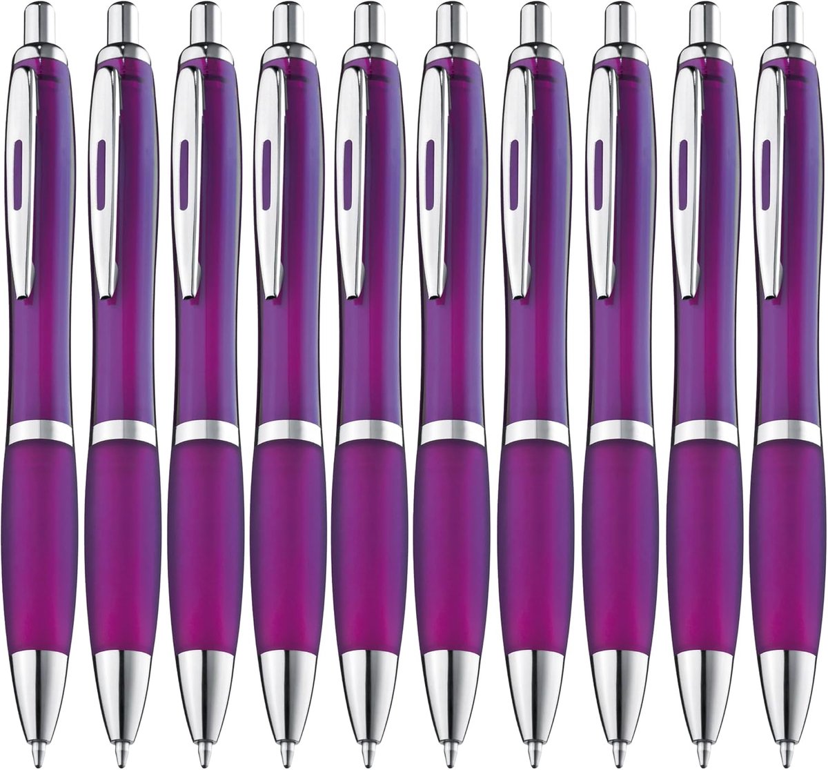 balpenset, 10 stuks, premium hoogwaardig, antislip pen voor eenvoudig en zacht schrijven, blauwschrijvend paars