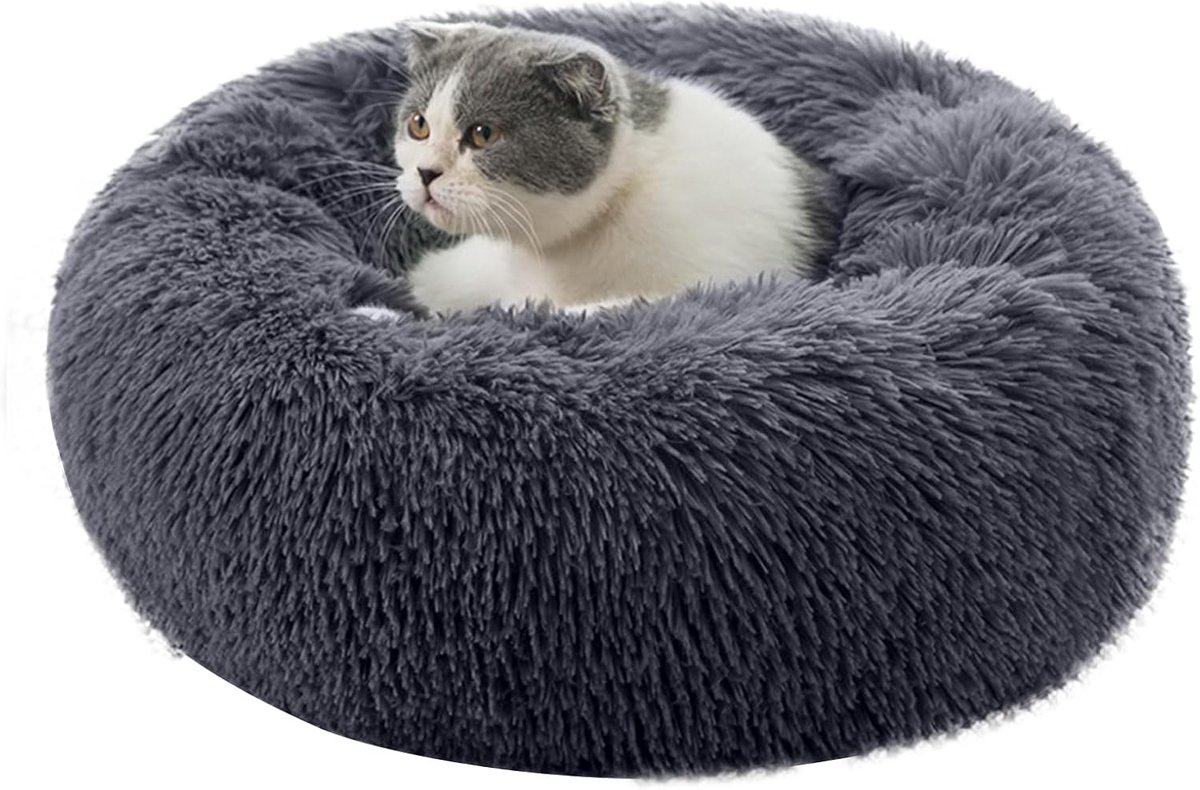 Manden, klein, middelgroot, pluche, kattenbed, rond, comfortabel, zacht, wasbaar, huisdiermand