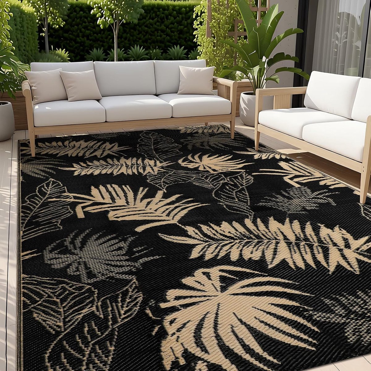 tapijt, weerbestendig, 150 x 245 cm, kunststof stro, omkeerbaar, balkon, tuin, uv-bestendig, lichtgewicht, outdoortapijt voor terras, camping, picknick, camper