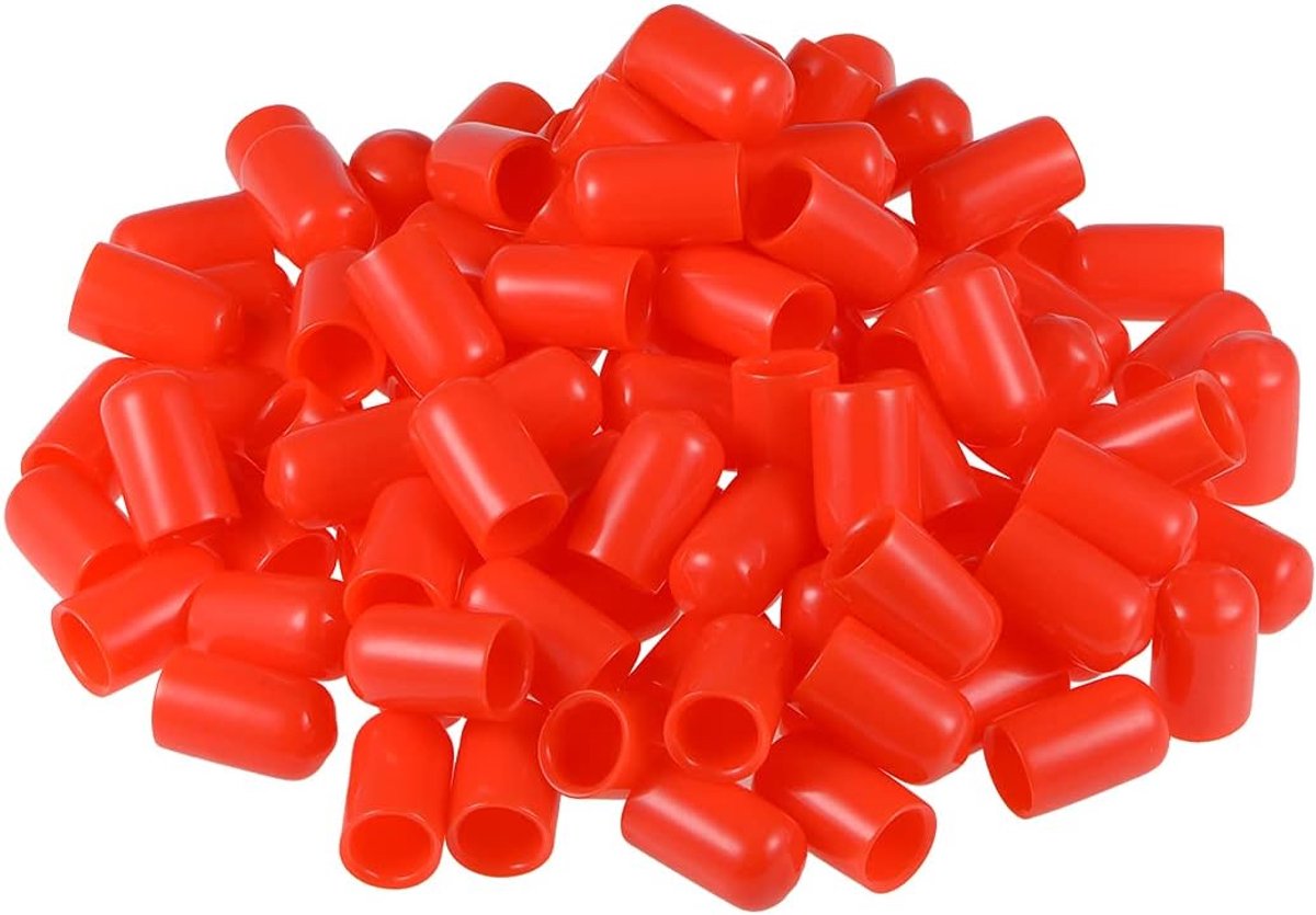 sourcing map 100 stuks schroefdraadbescherming, rode buissluitingen ronde eindkappen afdekking 2 mm ID 10mm Inner Dia