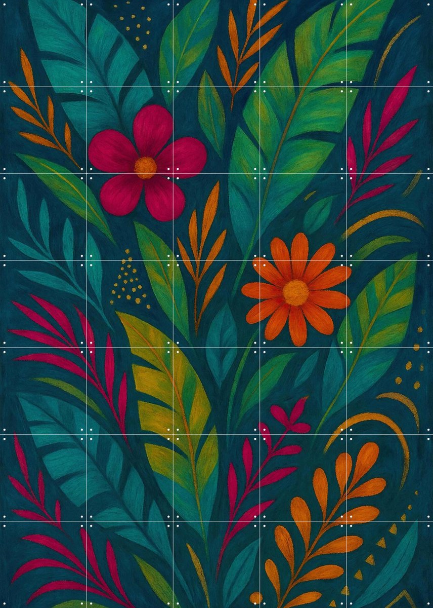 IXXI Jungle Rhapsody, Moonheart Artworks - 100 x 140 cm - Gratis ophangtool - Grote wanddecoratie en posters - Illustraties, Geometrische Kunst, Art