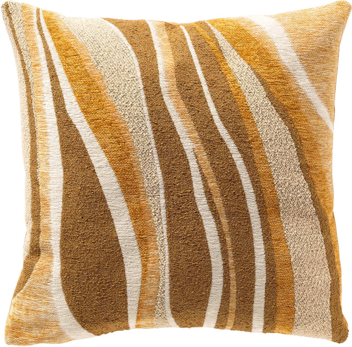 Dutch Decor PEGGI - sierkussen 45x45 cm - gestreept - Chai Tea - geel, bruin, beige - Inclusief binnenkussen - Luxe kussens voor woonkamer & bank