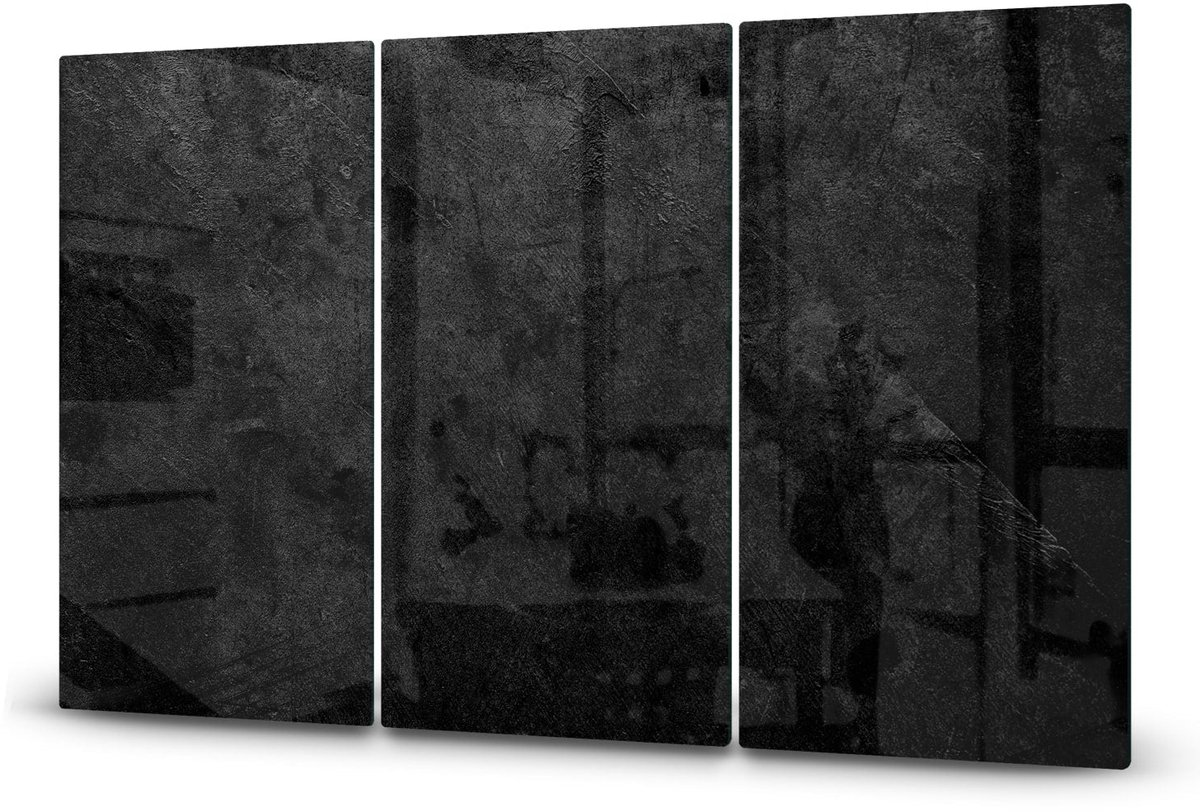 Mydesignglas Glazen Inductie Beschermer - Krasvrij Gehard Glas met Antislip - Afdekplaat voor Kookplaat - Spatscherm Achterwand Keuken - Zwart Beton - 3x30x52