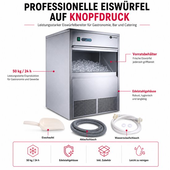 ZORRO IJsmachine ZEB 50 ECO - 50 kg/24u - Professionele ijsblokjesmaker - Inclusief accessoires van ZORRO — afbeelding 4
