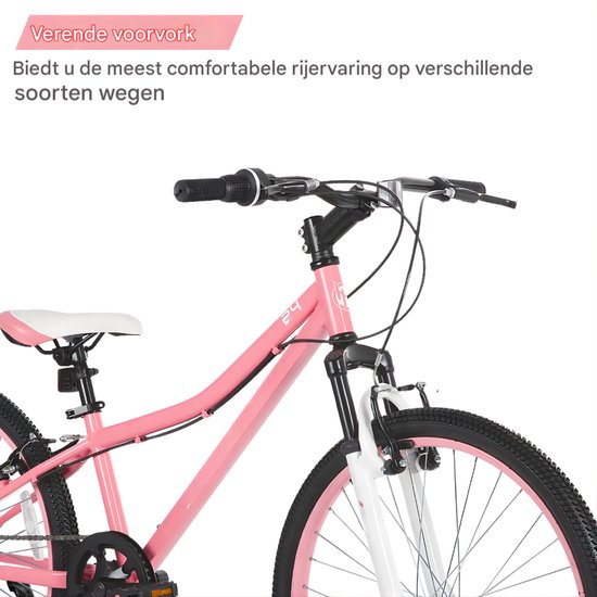Mountainbike - Voor kinderen / jongens en meisjes - Voorverende vork / kinderfiets - Roze / 61 cm — afbeelding 2
