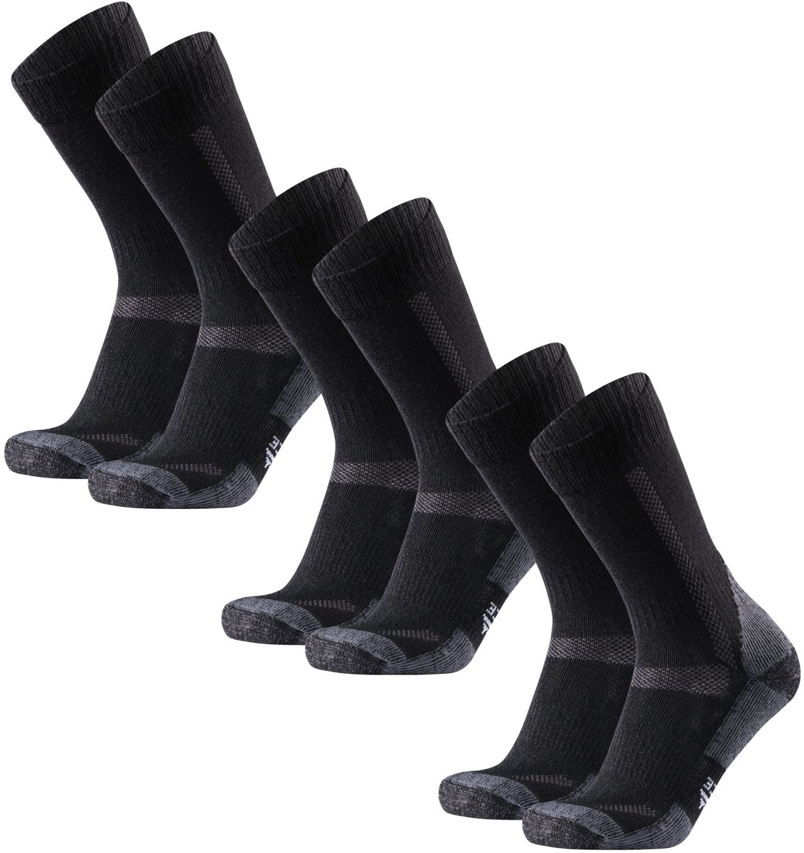 DANISH ENDURANCE Wandelsokken Ademend Merino Wol met Blarenbescherming Unisex 3 Paar Zwart
