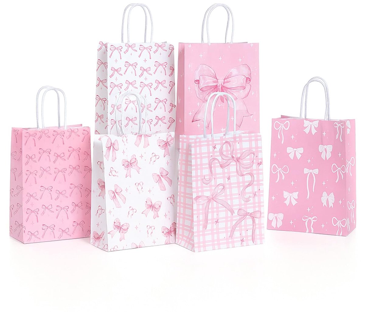 Cadeauzakjes voor verjaardag, van duurzaam kraftpapier, voor feesten, verjaardagen, bruiloften, feesten, geschenken en doe-het-zelf, set met