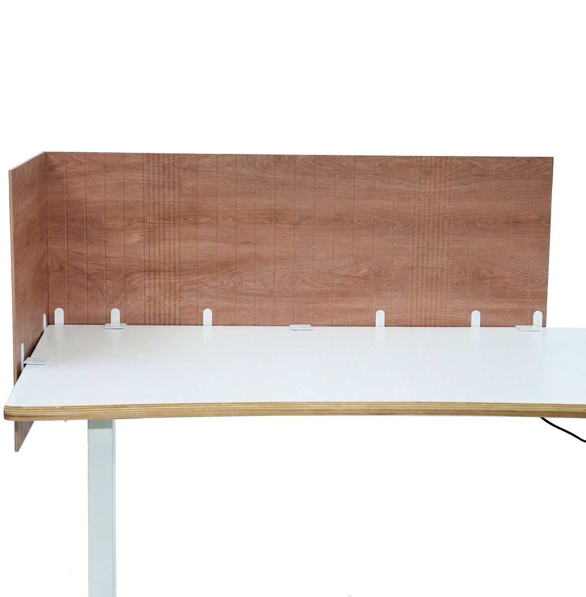 Akoestische tafelafscheiding Flexmiut Roll W 160 cm, verplaatsbaar, met houtprint, bruin, hjh OFFICE