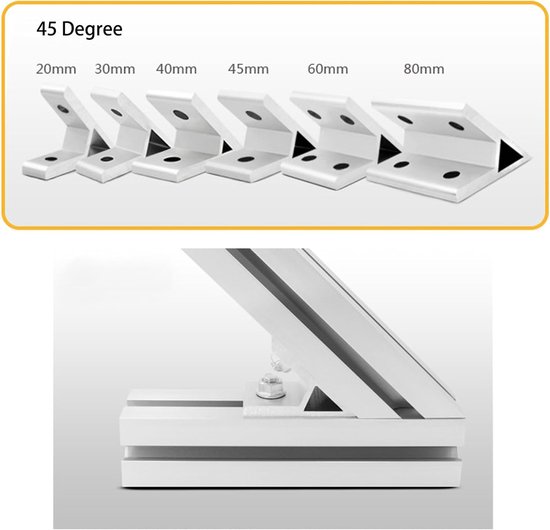 (4 stuks) 5050 Serie 45 Graden Hoek Hoek Beugels Hoek Braces Connectors Joint Voor Aluminium Extrusie Profiel — afbeelding 4