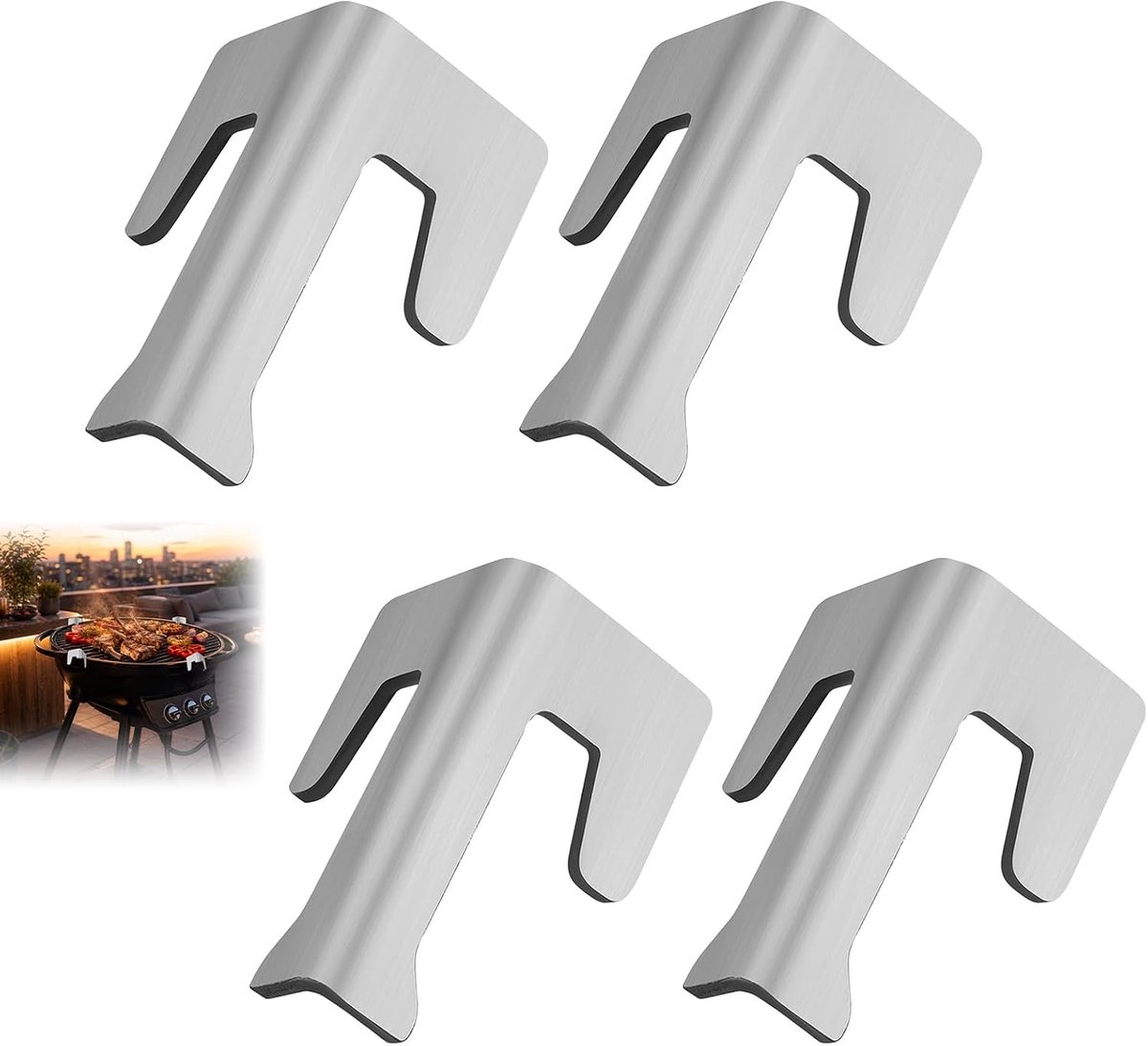 Set van 4 afstandhouders voor vuurplaten, vuurplaat, accessoires, universele roestvrijstalen grillplaat, afstandhouders, voor vuurplaten, vuurton, grillplaat, kogelgrill, BBQ-disc