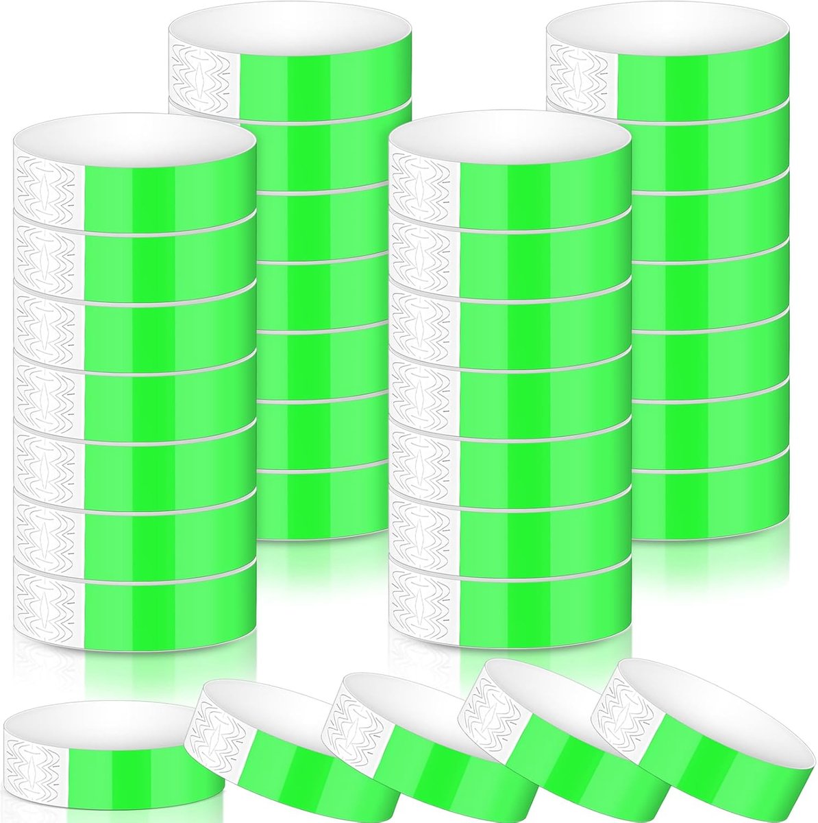 1200 stuks toegangsbanden, waterdichte feesttoegangsbanden, festivalpolsband, lichte evenementenarmbanden, controlebanden van papier voor concerten, clubs, waterpark (neongroen)