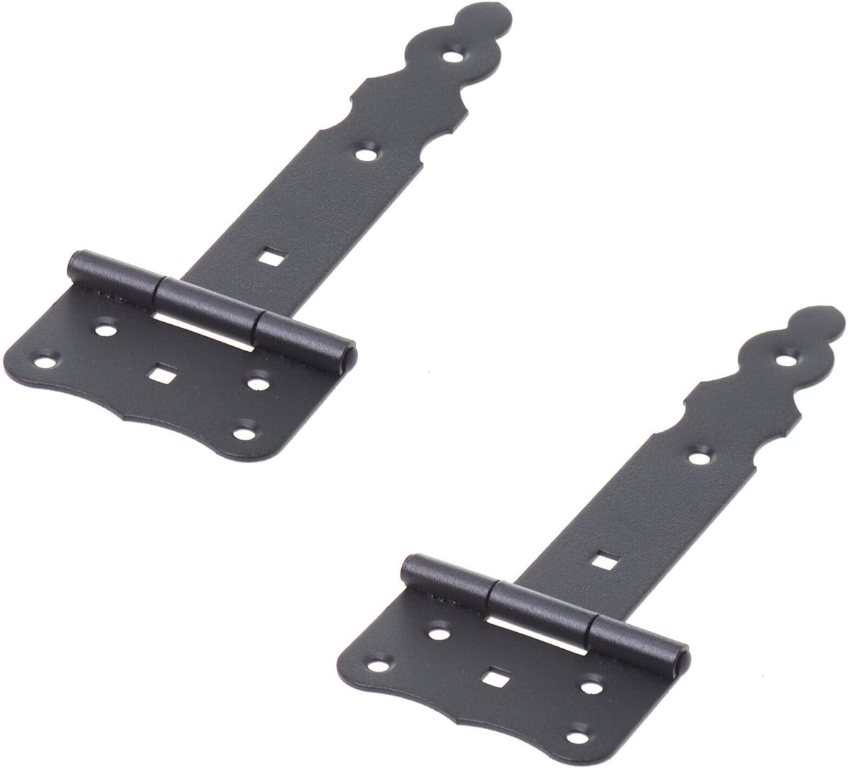 Scharnieren, laadband, scharnier, deurscharnier voor buiten, poortscharnier, scharnieren voor tuinpoort, deurscharnieren, houten deur buiten (zwart (gepoedercoat), 200 mm)