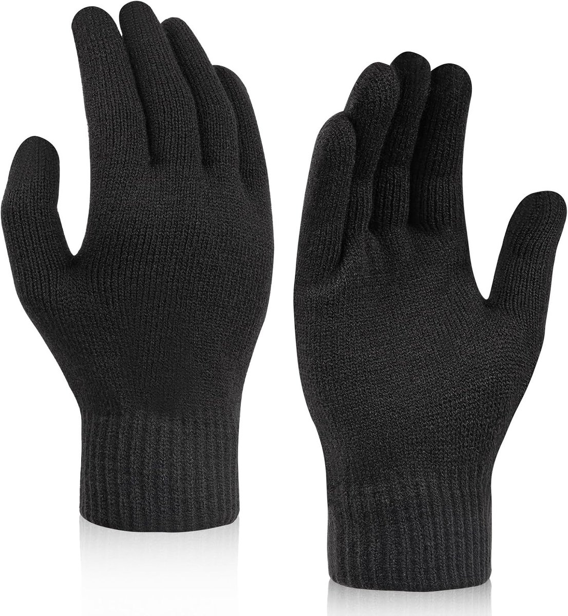 Handschoenen, thermische warme gebreide touchscreen-handschoenen voor dames, thermische wanten zwarte handschoenen, heren winterhandschoenen, rekbare warme handschoenen