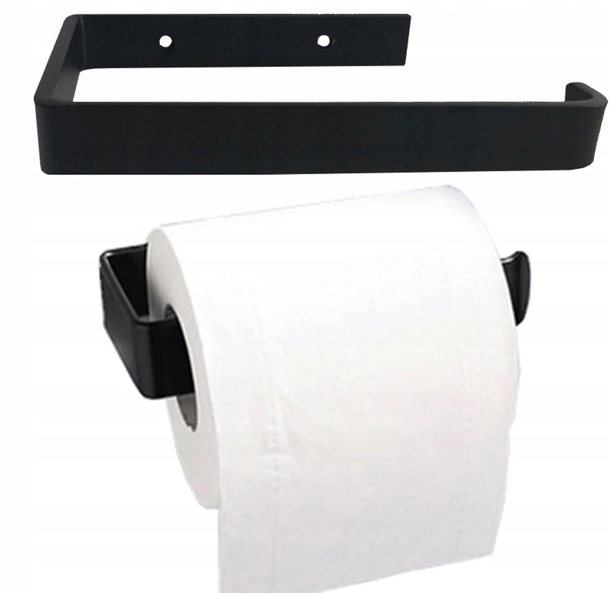 Moderne zwarte toiletrolhouder - massief metaal
