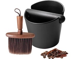 Afklopcontainer Koffie - Koffie Knock Box - Espresso Bereiden - Inclusief Borstel - 12 cm Hoog - Zwart