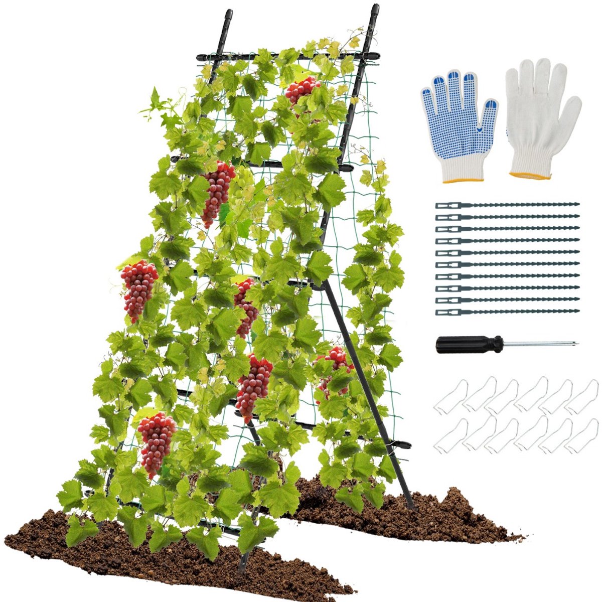 SureDeal® - Tuinier - Tuinrek - Klimplanten Komkommer Klimhulp - Net vormige Plantenklimrek - Bloemen Fruit - 80x93x190 cm - Zwart