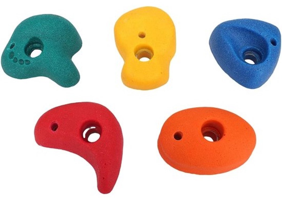 Klimgrepen Set - Klimstenen Wandgrepen - Kinderen Klimmen - 5 Unieke Vormen - Inclusief Bevestigingsmateriaal - Kleurrijk