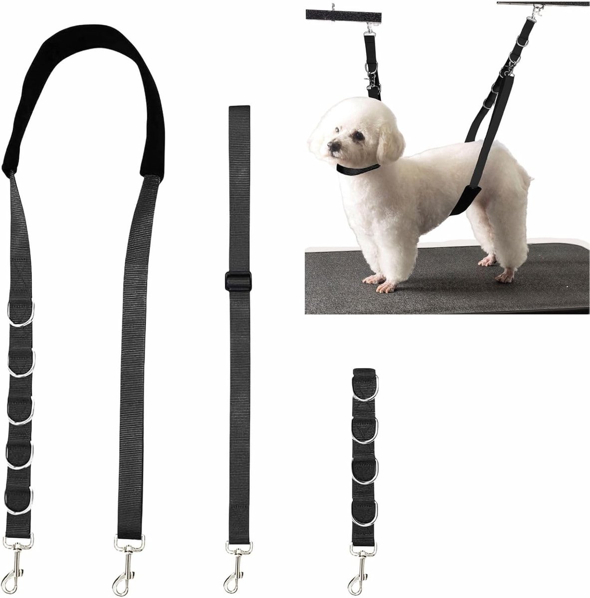 Set van 3 Hondenverzorgingsriemen - Veiligheidsriem voor Kleine en Middelgrote Huisdieren - Verstelbare Nylon Leash voor Dierenverzorging en Wandelen