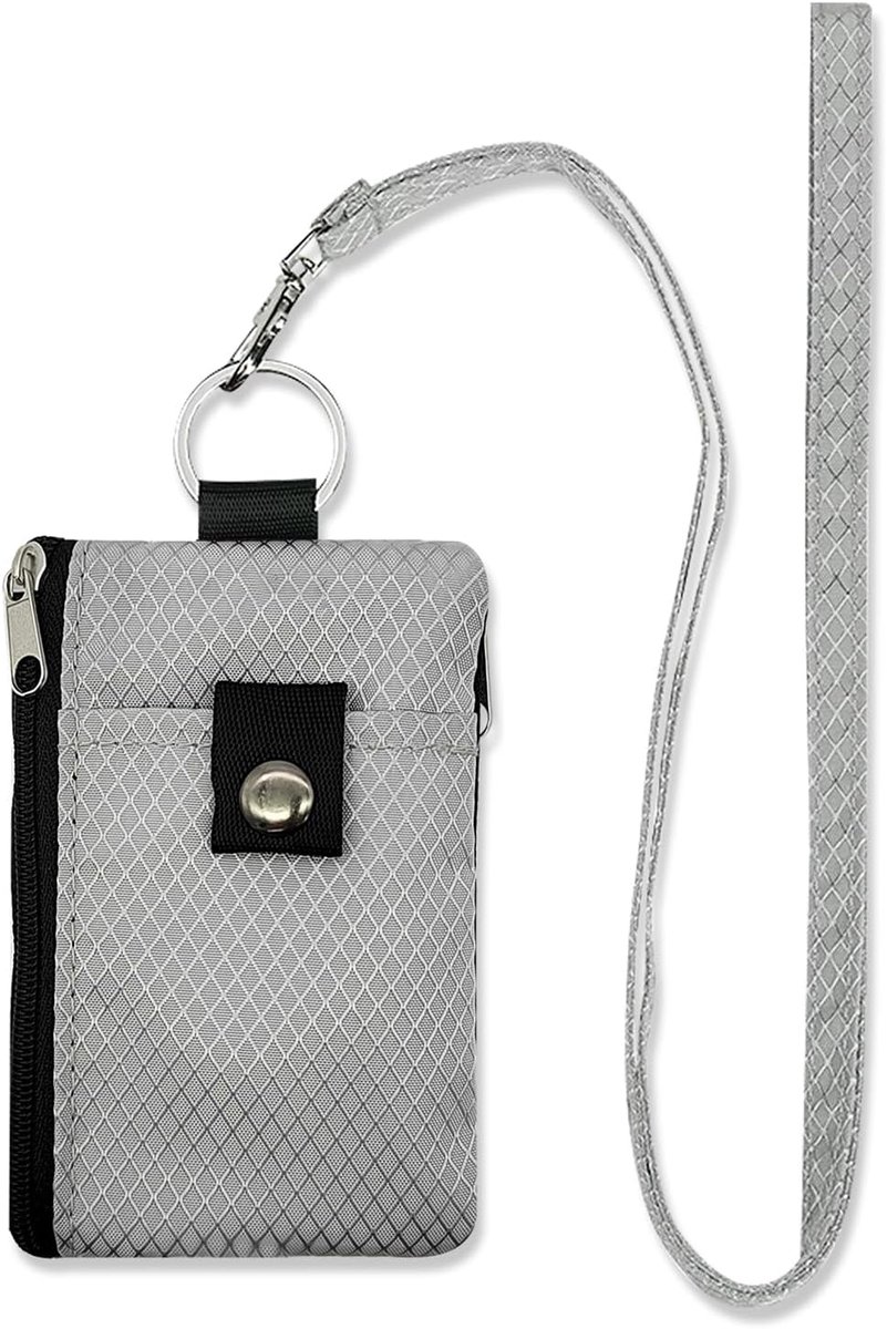 KZQ Minimalistische Reisportemonnee - 11x7,5 cm - RFID-Bescherming - Waterdicht Nylon - Met Sleutelkoord & Houder - Voor Pasjes Cash Munten - Donkerblauw