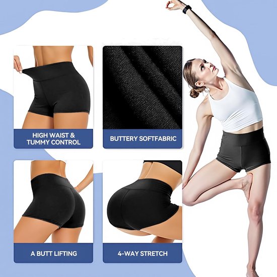 Hoge Taille Hotpants voor Dames, Scrunch Butt Lifting Shorts, Comfortabele Fietsshorts voor Yoga, Gym en Hardlopen — afbeelding 2