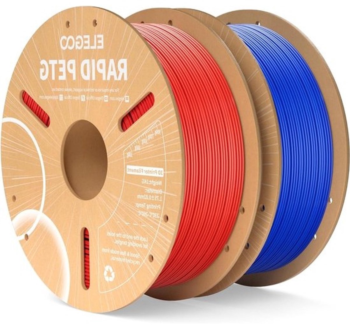 3D Printerfilament - PETG Draad - Snel Printen - Hoge Lichtdoorlatendheid - 1.75 mm - Rood Blauw
