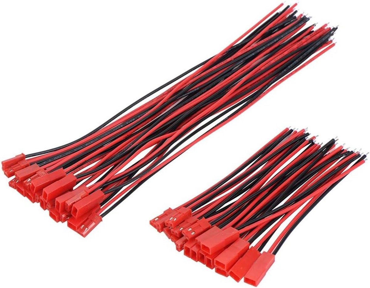 20 Pairs 22 AWG JST Plug Connector - 100mm en 150mm 2 Pin Male Female Stekker Kabel voor LED Lampen, Mini RC Helicopters en Elektronische Projecten