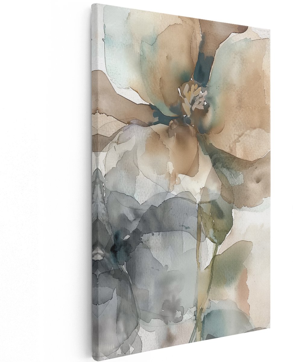 Artaza Canvas Schilderij Bloemen op een Witte Achtergrond - Bloemen - 120x180 cm - Groot - Wanddecoratie Woonkamer - Schilderijen - Muurdecoratie