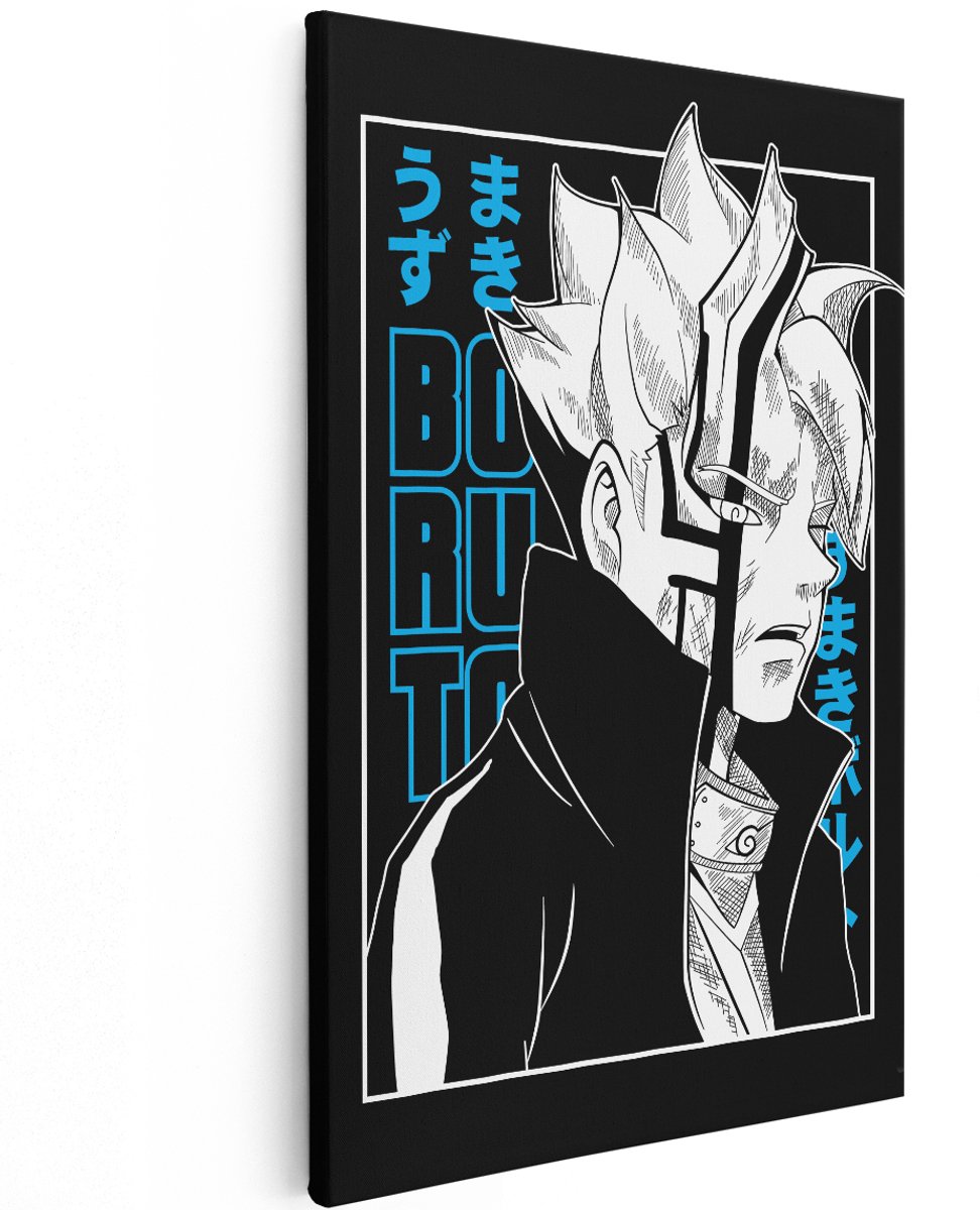 Artaza Canvas Schilderij Artaza Canvas Schilberij Boruto - 120x180 cm - Groot - Wanddecoratie Anime - Muurdecoratie Zwart Wit - Schilderijen Op Canvas Jongenskamer