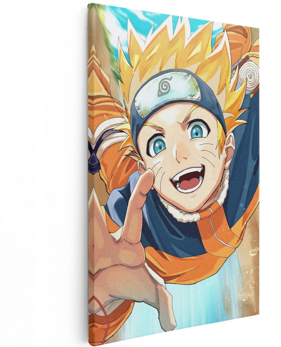 Artaza Canvas Schilderij Naruto - 120x180 cm - Groot - Wanddecoratie Anime - Muurdecoratie Kinderkamer Jongen - Decoratie Slaapkamer - Oranje