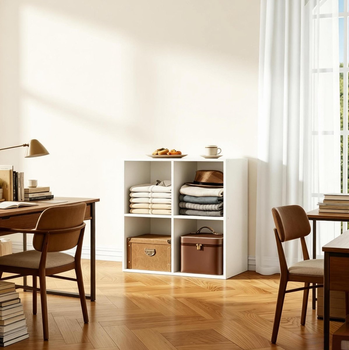 MODFU - Boekenkast - Open - Scandinavisch - Wit - 60 X 60 X 29,5 Cm