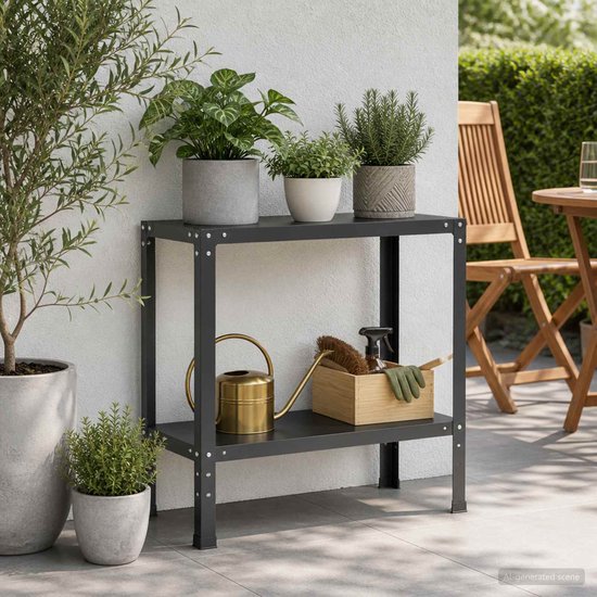 vidaXL - Planttafel - 80 - x - 40 - x - 80 - cm - Gepoedercoat - staal - Zwart — afbeelding 2