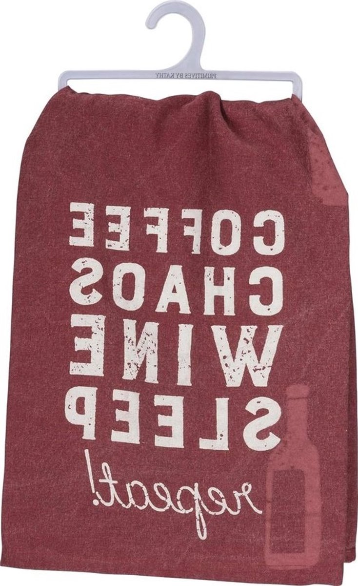 Theedoek Katoen - Keukendoek Keukentextiel - Keuken Opruimen - Verontruste Print - 71 cm - Rood