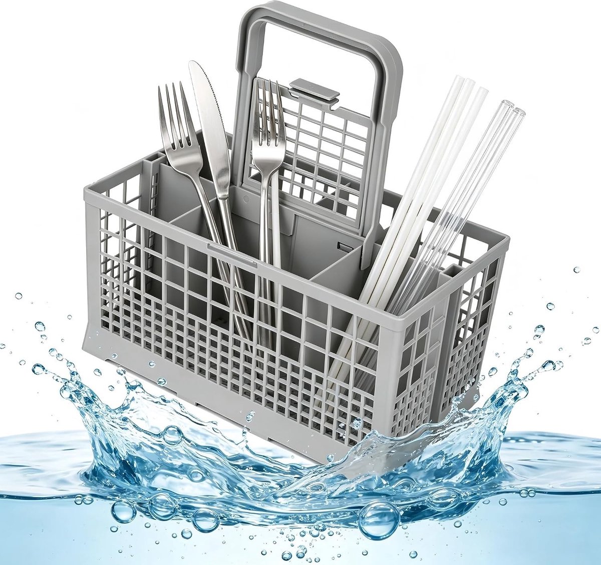 Vervangende Afwasmachine Mand, Universele ABS Bestekmand voor Diverse Afwasmachines, 9.5 x 5.3 x 12.2 cm, Ideaal voor Keuken en Bestekopslag